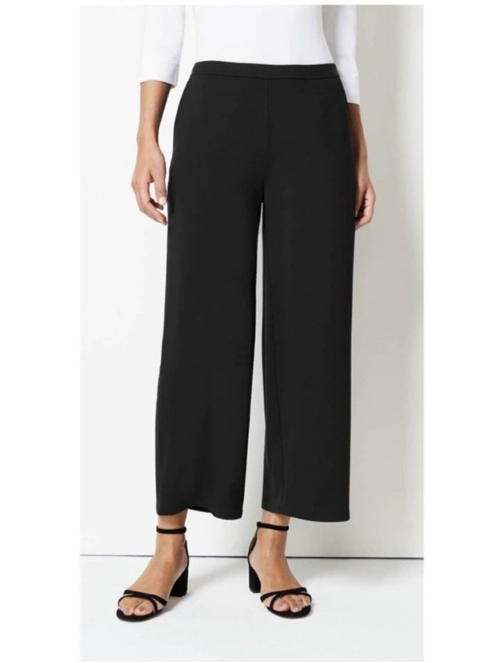 J Jill Wearever Collection Pant Sz XLP XL Petite Black Full Leg Cropped Pull On - Picture 9 of 9